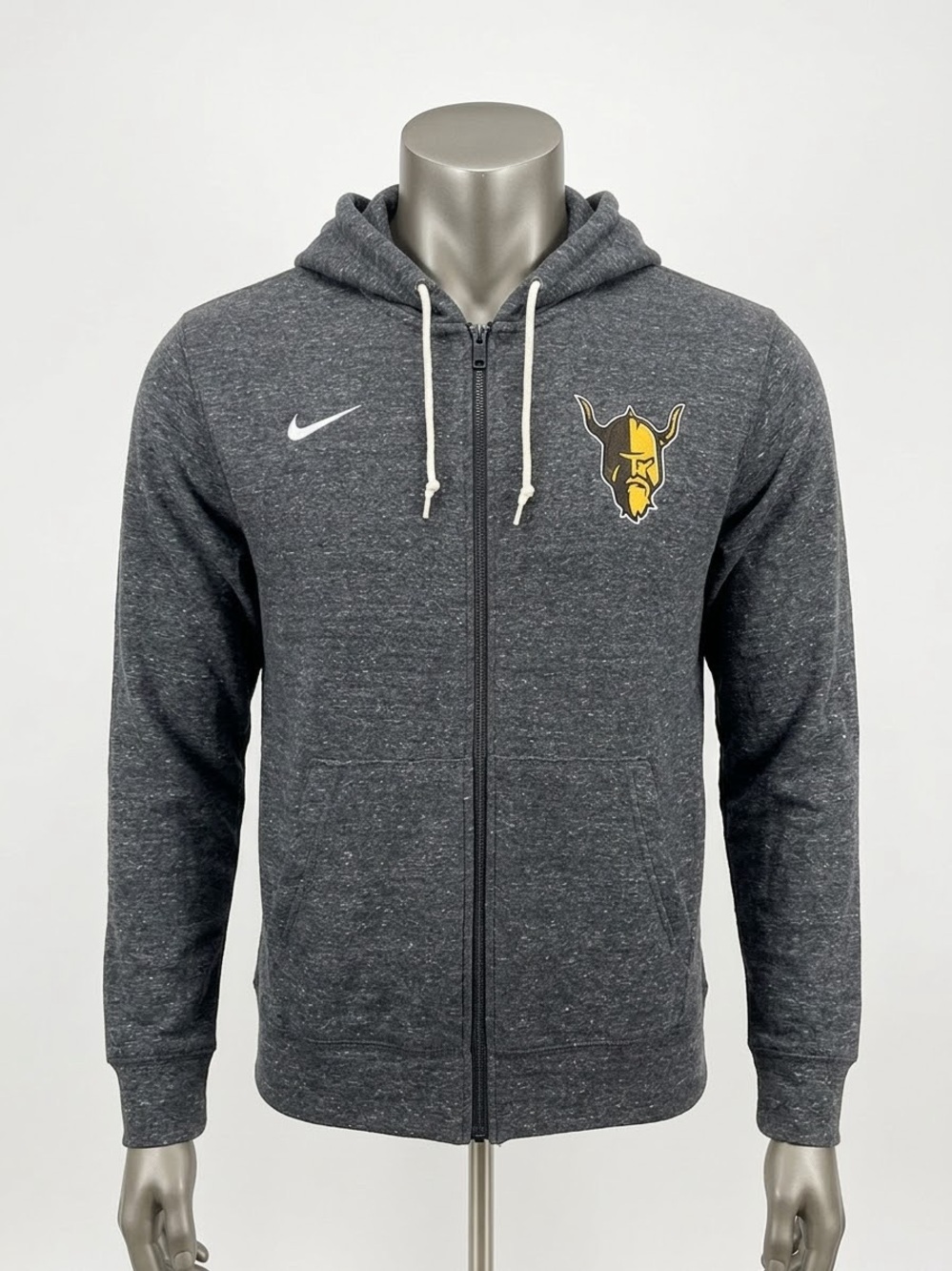 Nike Charcoal Heather Full-Zip Hoodie with Yellow Viking Patch